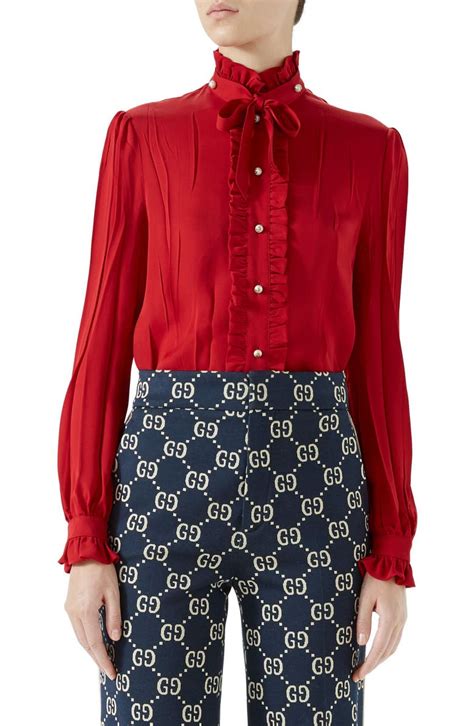 gucci ruffle blouse.